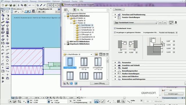 Archicad 16 Basics 11 Tut  Fenster zur Mehrschichtigen Wand einstellen