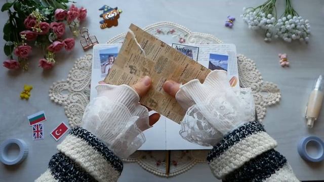 🌍Starting a New Travel Journal ASMR - Decorating Front Page | Travel Scrapbooking