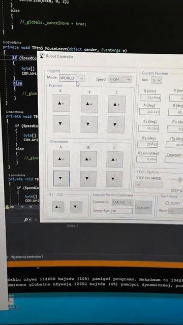 3d printed robot arm - control pc program. Teach mode