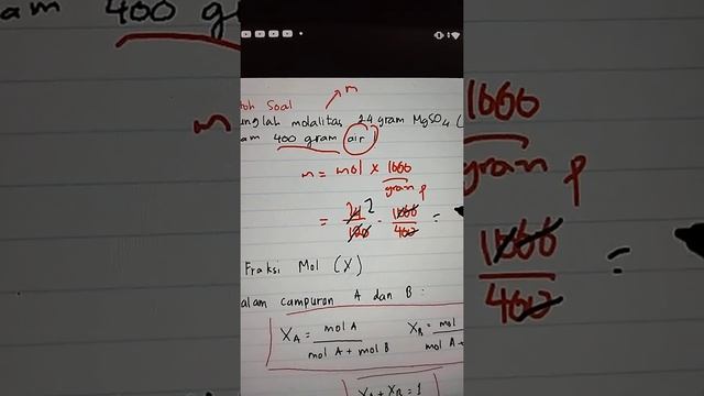 Kadar Zat dalam Molaritas, Molalitas dan Fraksi Mol