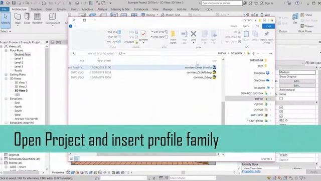 Revit Tutorial- Creating costum profile using a CAD file