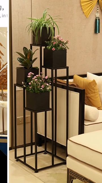 Iron multi tier flower rack outdoor balcony flower pot living room flower stand.