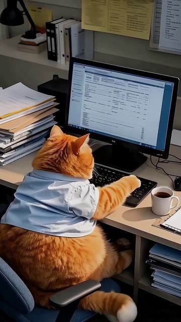 Рыжий кот устроился на работу