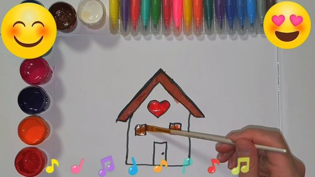 Сурет салу үй - Bolajon Uy rasm chizish - Draw a picture of a house for children