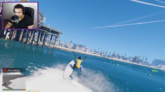 GTA 5 REAL LIFE MOD#62-JAKE SURFING IN THE BEACH