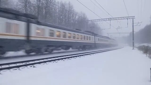 Приветливый Электропоезд ЭД4М-0447 ЦППК перегон Латышская-Нара 22.02.2016я-