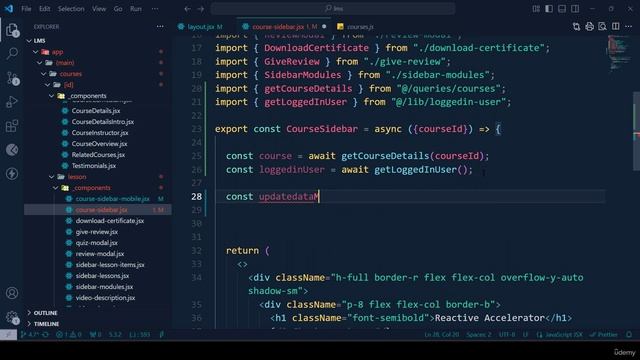 165 -Show Module and Lesson Actual Data in Sidebar Part 2