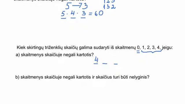 Rinkinių skaičius, kai elementų tvarka rinkinyje svarbi. Vienas pavyzdys.