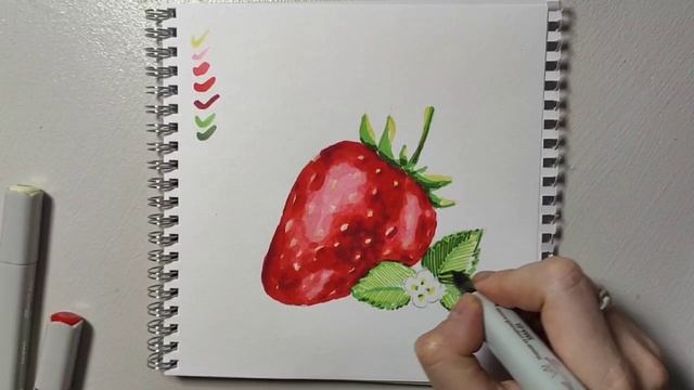 Как нарисовать клубнику маркерами урок №44