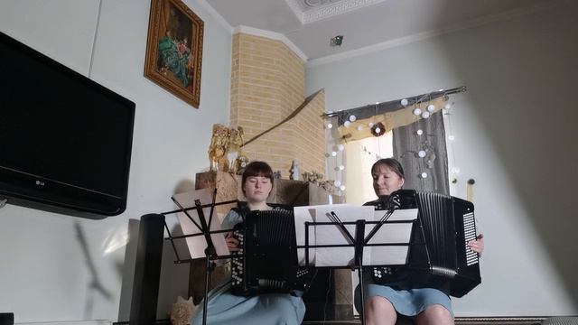 В лесу родилась ёлочка . Композитор Л. Бекман . Дуэт баянистов Амелия и Елена Баталовы . 2025 год .