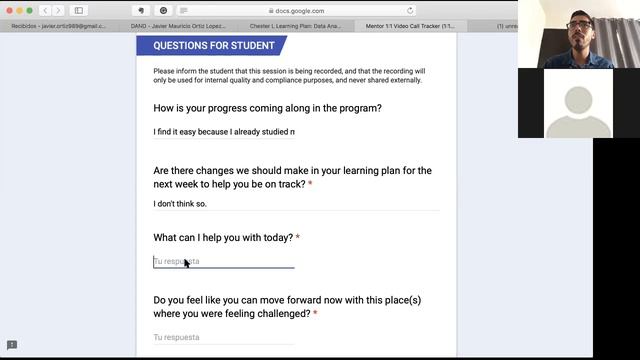 Udacity DAND 1:1 Mentor Meeting