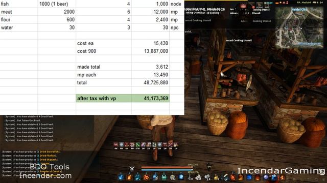 75m+ an hour with Good Feed cooking Profit Dried Fish Black Desert Online BDO