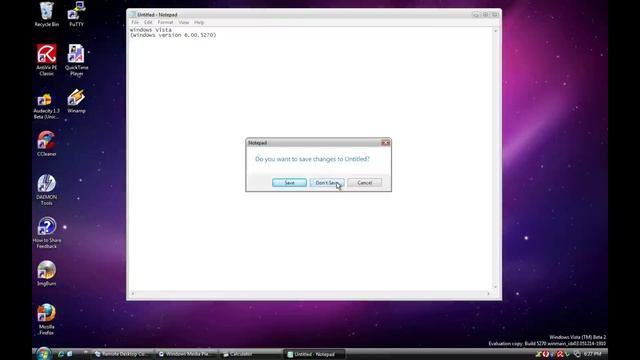 Windows Vista Beta 2 Build 5270 in VMware Workstation