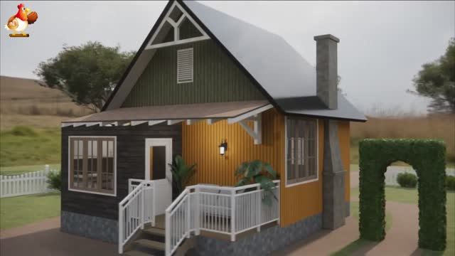 Дом для дачи и сада – 3D идея для вдохновения с планировкой и интерьером 🏡🏚🏠 вариант (58)