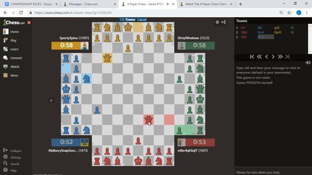 [HILARIOUS!!!] Casual 4 Player Chess Teams Bullet 1 + 0