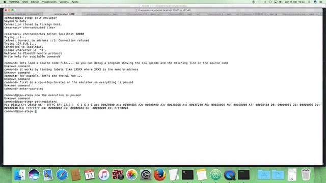 ZEsarUX emulator - debugging cpu opcodes loading source code