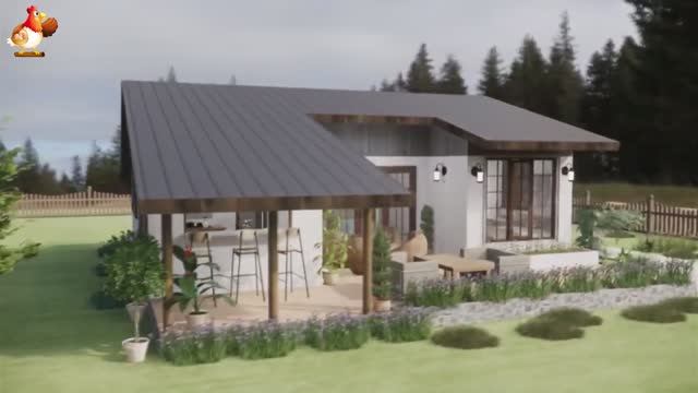Дом для дачи и сада – 3D идея для вдохновения с планировкой и интерьером 🏡🏚🏠 вариант (60)