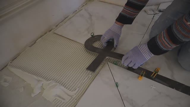 Технология УКЛАДКИ КОВРА из керамогранита 90-90.. Часть 4.