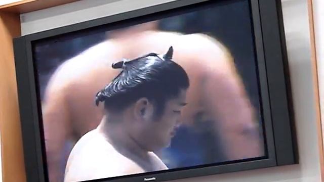 Sumo kijken in wachtkamer Watching sumo tv