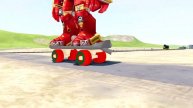 Big & Small REAL Iron Man on the Skate Board vs Batman the Tank Engine Train | BeamNG.Drive