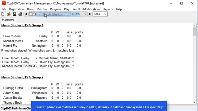 Cup2000 Tutorial 1: Getting started planning a tournament