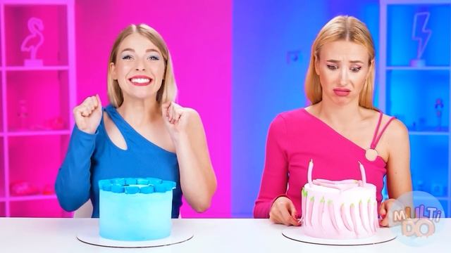 Rose VS Bleu Défi De Décoration De Gâteau | Bataille Comestible par Multi DO Challenge