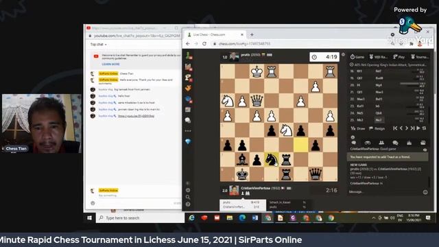 10 Minute Rapid Chess Tournament in Chess.com  | SirParts Online
