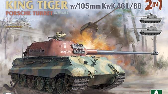 Распаковка Takom 1/35 2178 King Tiger Porsche Turret w105 mm KwK 46 L68