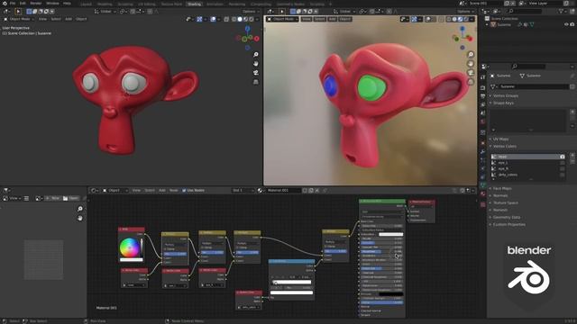 Blender 2.93 : Mixing Vertex Colors and Materials : A walkthrough