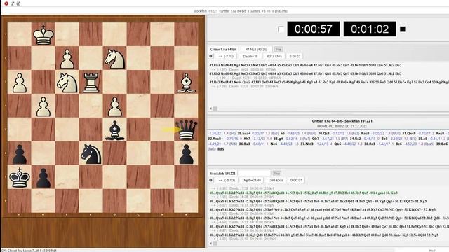 Многоядерный Critter 1.6 против одно ядерного  StockFish 14 Beta в матче с контролем 2 минуты