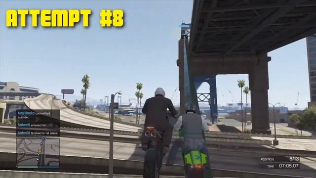 GTA 5 Online Funny Moments - MOTO SKILLS TEST (Bridge) - With the Muskaqueers