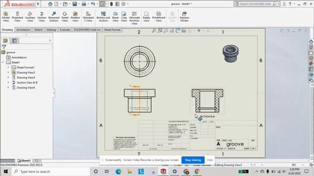 Section and Detailed Drawing Views in Solidworks