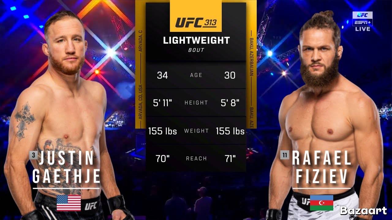 ДЖАСТИН ГЭТДЖИ ПРОТИВ РАФАЭЛЯ ФИЗИЕВА 2 ПОЛНЫЙ БОЙ UFC 313