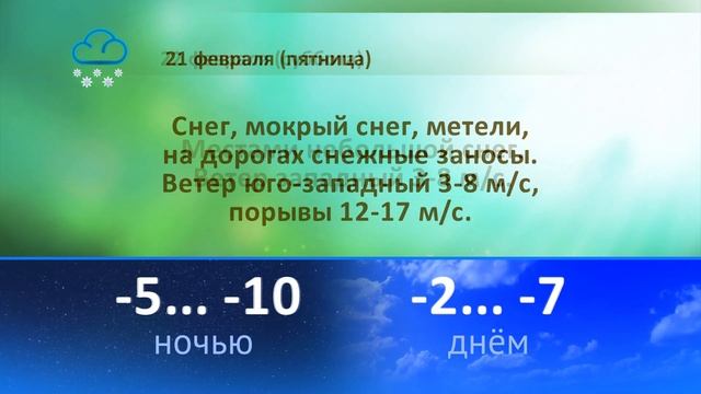 Погода на 20, 21, 22 февраля