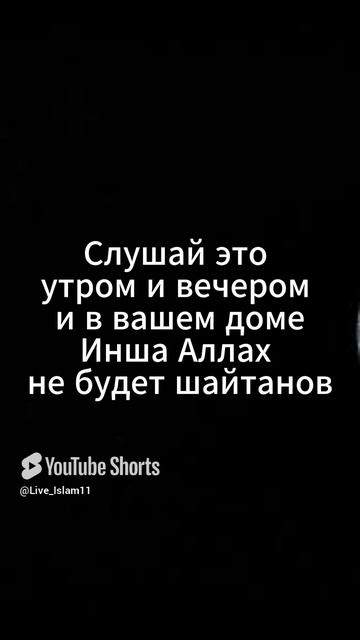 Слушай это утром и вечером и в вашем доме Инша Аллах не будет шайтанов #сура #Ислам #субханАллах