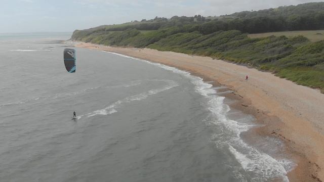 Ringstead Beach Dorset, Fathers Day 2020 drone film with kitesurfing, paddle boarding &.cruise ship