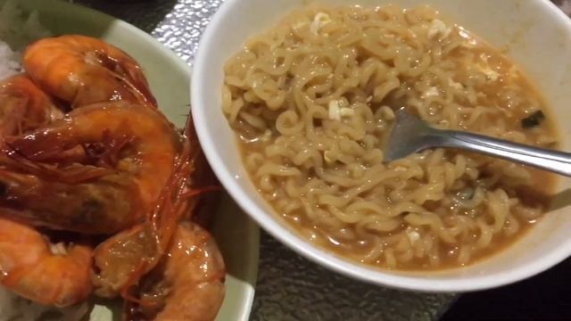 Buttered shrimp with ansungtangmyun, korean Noodle Soup Instant-Ramen (cris cale)