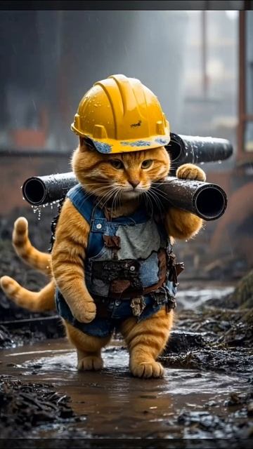 Кот за работой