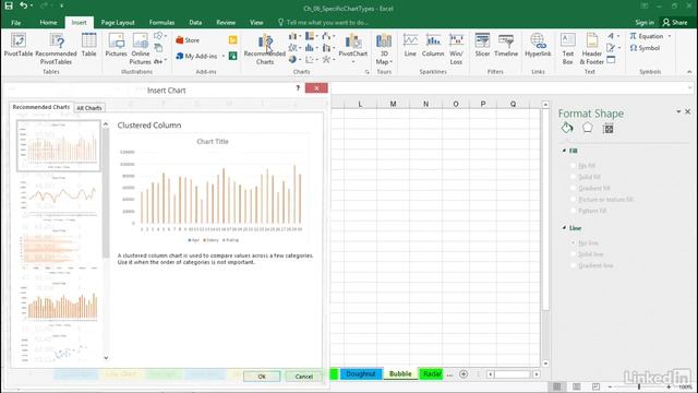 Microsoft Excel 2016 : Customize doughnut, bubble, and radar charts in Microsoft Excel 2016
