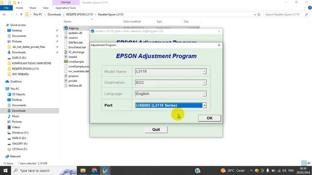 Cara Mengatasi printer epson L3110 Eror lampu tinta dan kertas berkedip bersamaan