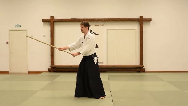 айкидо. базовые движения с дзе： мэн учи усиро цки ｜ aikido JO