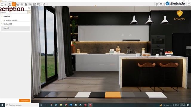 Kitchen Render in Enscape  Modeling in SketchUp tutorial | Part 2 | 3D Modeling & Rendering