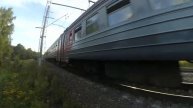 Электропоезд ЭР2Т-7100 перегон Латышская-Нара 10.08.2016