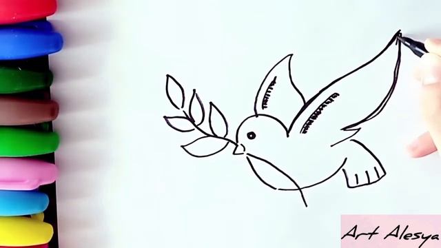 Как нарисовать голубь мира!