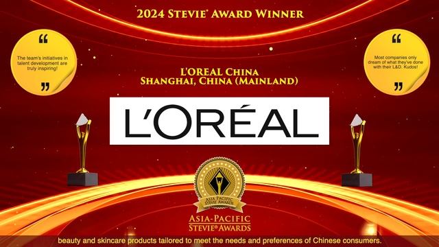 L'OREAL China wins in the 2024 Asia-Pacific Stevie® Awards