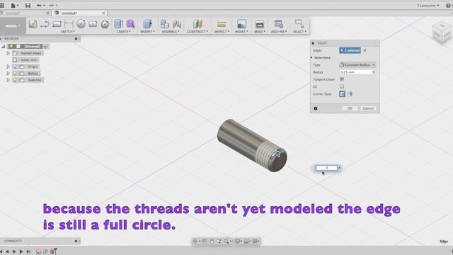 better starting threads for nuts bolts in Fusion 360