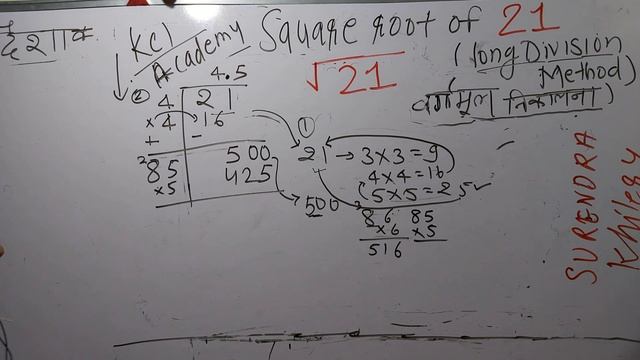 √21 | Square Root of 21 in Hindi | वर्गमूल निकालना By KclAcademy |