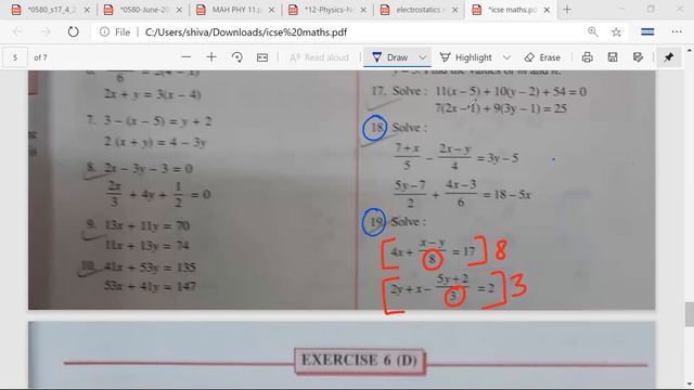 ex 6B Q15 18 19 Simultaneous Linear Equations Selina CONCISE Maths Solutions CLASS 9 CHAPTER 6