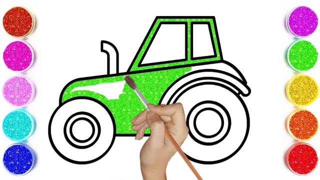 Bolalar uchun Traktor rasm chizish - Drawing a Tractor for Kids -  Рисуем трактор для детей