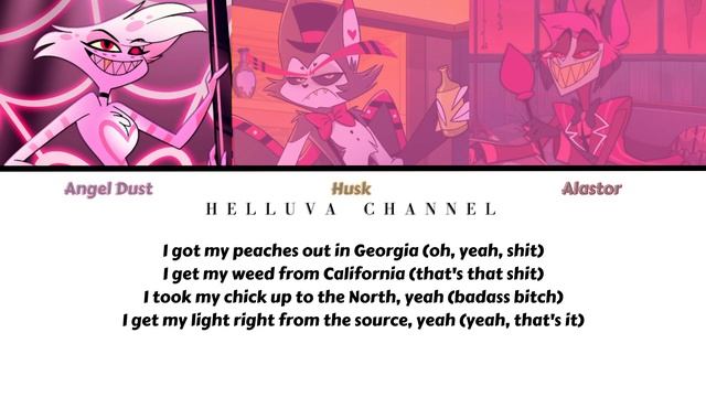 Angel Dust, Husk, Alastor - Peaches (Color Coded Lyrics)